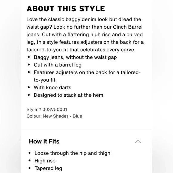 LEVIS Jeans Barrel Leg NWT Cinch Wide Leg High Waist New Shades Blue Size 24 - Picture 13 of 14